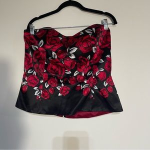 Ladies Corset White House Black Market Women’s Size 12 Zipper Back Roses